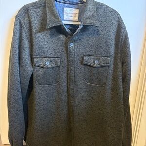 Men's Heather Olive Green & Black Large Fleece lined button up Jacket